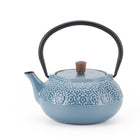 Minimal Enamelled Cast Iron Teapot - Sakura Blue - 0.6 L-Cast iron teapot polished by hand for smooth finishing