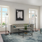 Hudson&Canal Harrison Arc Floor Lamp with Glass Shade - Blackened Bronze/Clear-Clean with a soft, dry cloth and no harsh chemicals or abrasive cleaning materials