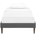 Modway Tessie Fabric Twin Bed Frame with Squared Tapered Legs - Grey-Non-Marking Foot Glides