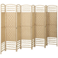 HOMCOM 8 Panel Wave Fiber Freestanding Room Divider for Home Office - Natural-This room divider is great for creating personal space or dividing larger rooms
