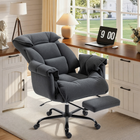 HOMCOM Executive Reclining Office Chair with Footrest and Folding Back - Dark Grey-Soft snow flannel fabric, thick cushion and high-resilience original foam ensure all-day sitting comfort
