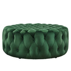 Modway Amour Tufted Button Large Round Performance Velvet Ottoman - Emerald-Ottoman Weight Capacity: 330 lbs