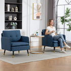 HOMCOM Modern Accent Chair with Wide Lounge Seat - Button Tufted for Bedroom - Dark Blue - 2 Pack-Modern style with tufted back complemented by black and gold legs
