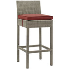 Modway Conduit Outdoor Patio Wicker Rattan Bar Stool - Light Gray Currant-Modern Outdoor Bar Stool