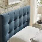 Modway Lily Stain-Resistant Performance Velvet Twin Size Headboard - Cadet Blue-Dense Foam Padding