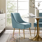 Modway Discern Pleated Back Upholstered Performance Velvet Dining Chair - Light Blue-Velvet Polyester Upholstery