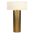 Hudson&Canal Wells 24" Tall Table Lamp with Fabric Shade - Brass/White-Paired with a white fabric drum shade