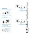 ShoppingAll SA-D285 Adjustable Dual Monitor Standing Mount for Monitors Up To 32" - White-With the freedom of vertical adjustment, you can achieve stack-up monitors configurations.