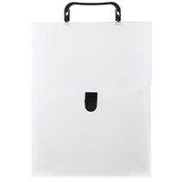 JAM Paper Plastic Vertical Portfolio File Carry Case with Handles - 9.25 x 12 x 2 - Clear with Black Buckle-Clear