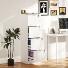HOMCOM 4-Drawer Fluted Vertical Letter/A4 Filing Cabinet with Lock - White-Four file drawers fit A4 or letter-size folders
