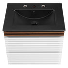 Modway Render 24" Wall-Mount Bathroom Vanity - White/Walnut/Black-Ceramic Sink Basin