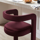 Modway Winslow Performance Velvet Bar Stool - Mulberry-Stainless Steel Footrest