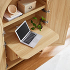 Modway Calista 63" Arched Storage Cabinet With Folding Desk - Oak-Built-In Folding Desk