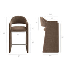 Modway Talia 41" Upholstered Fabric Bar Stool - Mocha-Curved Back Barrel Design