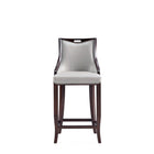 Manhattan Comfort Emperor 19" Traditional Faux Leather Upholstered Barstool - Light Grey-Unique Handle Design for Easy Mobility with Semi Linear Stitching