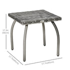 Outsunny 17.7" L x 17.7" W Rattan Coffee Table Outdoor Side Table - Grey-Heavy-duty steel frame construction adds strength and durability to the furniture