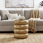 Modway Ellery Round Stacked Wood Side Table - Natural-Non-Marking Foam Pad