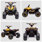 Aosom 12V Kids Electric 4-Wheeler ATV with Music and Headlights - Yellow-AUX ports for music 