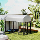 PawHut Dog Kennel, Welded Wire Heavy Duty Dog Run - 8' L x 4' W x 6' H - Silver H-12 solid wire panels and a metal frame enhance stability for daily use