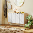 HOMCOM Modern 47.2" L Sideboard Buffet Cabinet - Natural Wood-Embossed chevron pattern on the door panels for a cool stand-out look