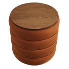 Modway Mezzo Round Performance Velvet Storage Ottoman - Rust-Non-Marking Foot Glides