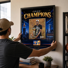Frameworth New York Knicks 2026 Champions: OG Anunoby Trophy PhotoGlass Framed Photo - 18" W x 22" H - Gold-Finished size 18x22 inches: Vertical framed display sized for living rooms, offices, fan caves, and sports rooms