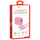 Helix USB-C + USB-A Wall Charger with Cable - 20W - Pink-USB-C & USB-A Ports