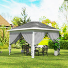 Outsunny 11 ft W x 11 ft L Pop-Up Gazebo with Double Roof Carrying Bag - Dark Grey-The roof boasts drainage holes to prevent water accumulation