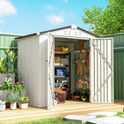 Outsunny Outdoor Metal Garden Shed - 6.5' x 4' - Silver/White-Galvanized steel frame and coated panels provide solid, all-weather protection
