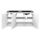 Modway Bryn 48" Wall-Mount Double Sink Bathroom Vanity - White/Black-8" Centerset Faucet Holes
