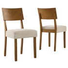 Modway Pax Wood Dining Side Chairs - Acorn/Heathered Weave Light Beige - 2 Pack-Set of 2 Dining Chairs