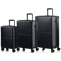 CHAMPS Earth 3-Piece Hardside Luggage Set - Black-Expansion System on all cases