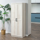 HOMCOM 63" H Kitchen Pantry Cabinet with Doors and Adjustable Shelves - Distressed White-Adjustable shelves allow you to store larger items, without worry if they will fit 