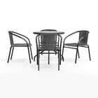 Flash Furniture 28" Round Glass Metal Table with Grey Rattan Edging & 4 Grey Rattan Stack Chairs-Round Table