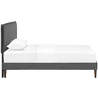 Modway Camille Fabric Twin Platform Bed with Squared Tapered Legs - Grey-Wood Frame / Particleboard Panel