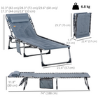 Outsunny Outdoor Lounge Chair - Folding Chaise Lounge - Grey-Conveniently designed with a side pocket to store magazines, books, and devices