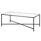 Hudson&Canal Henley 48"W Rectangular Coffee Table with Glass Top - Blackened Bronze-Table has a weight capacity of 60 lbs