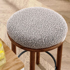 Modway Fable Boucle Fabric Counter Stools - Walnut Taupe - Set of 2-Wood Frame