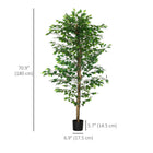 HOMCOM 6' Artificial Ficus Tree for Home Decor - Green-PE moss and cement soil are included, making them more stable and real 