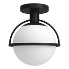 Hudson&Canal Cieonna 9.25" Wide Semi Flush Mount with Glass Shade - Blackened Bronze/White-Mid-century modern design for your entryway, foyer, or kitchen