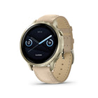Garmin Venu 4 Smartwatch - 41 mm - Lunar Gold with Bone Silicone Band and Light Sand Leather Band-24/7 health monitoring: Make improvements toward a healthier lifestyle with extensive health monitoring features, such as Body Battery  energy monitoring, stress, Pulse Ox and women’s health tracking — including past ovulation estimates — and more