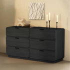 Manhattan Comfort Chrystie 60" Contemporary Modern 6-Drawer Double Dresser - Black-Six spacious drawers provide generous storage for clothing and everyday essentials