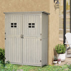 Outsunny Wooden Garden Storage Shed with Windows - 4' x 1.5' - Grey-Grey water-resistant coating, protects against the mild outdoor elements 