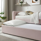 Modway Veyla Channel Tufted Performance Velvet Twin Daybed with Trundle - Pink-Wood Slat Support System