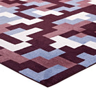 Modway Andela Interlocking Block Mosaic Area Rug - 8 ft W x 10 ft L - Multicolored Red/Light Blue-100% Polyester Microfiber