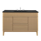 Modway Render 48" Single Sink Bathroom Vanity - Oak/Black-Ceramic Sink Basin