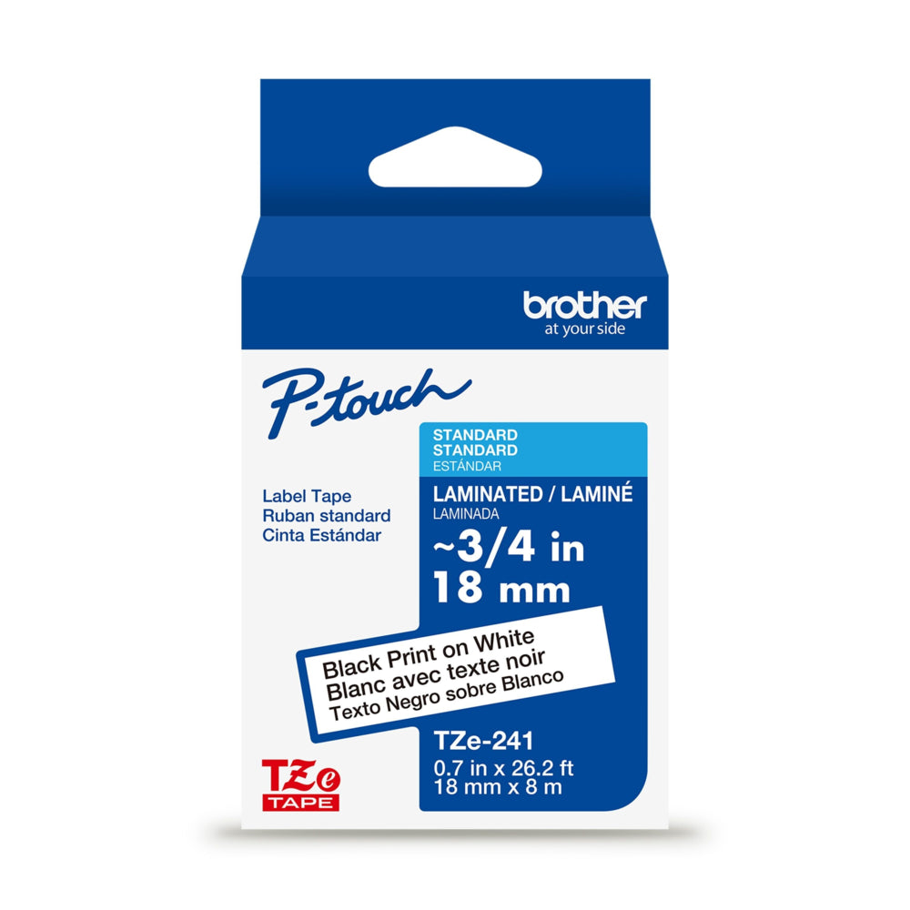 Brother Laminated Tape for P-touch Label Makers - 18mm - Black on