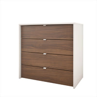 Nexera Axel 4-Drawer Dresser Chest - White & Walnut-4 drawers on solid metal slides