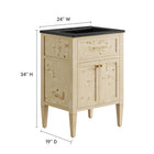 Modway Elysian 24" Wood Bathroom Vanity - Black/Burl-Ceramic Sink Basin