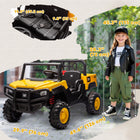 Qaba 24V 4WD 2 Seater Kids Ride on Tractor - Yellow-Powerful 24V 4WD system conquers various terrains for exciting off-road adventures 